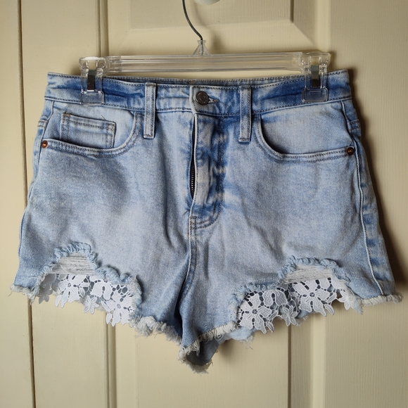 Wild Fable Lace Insert High Rise Jean Shorts - Picture 2 of 9